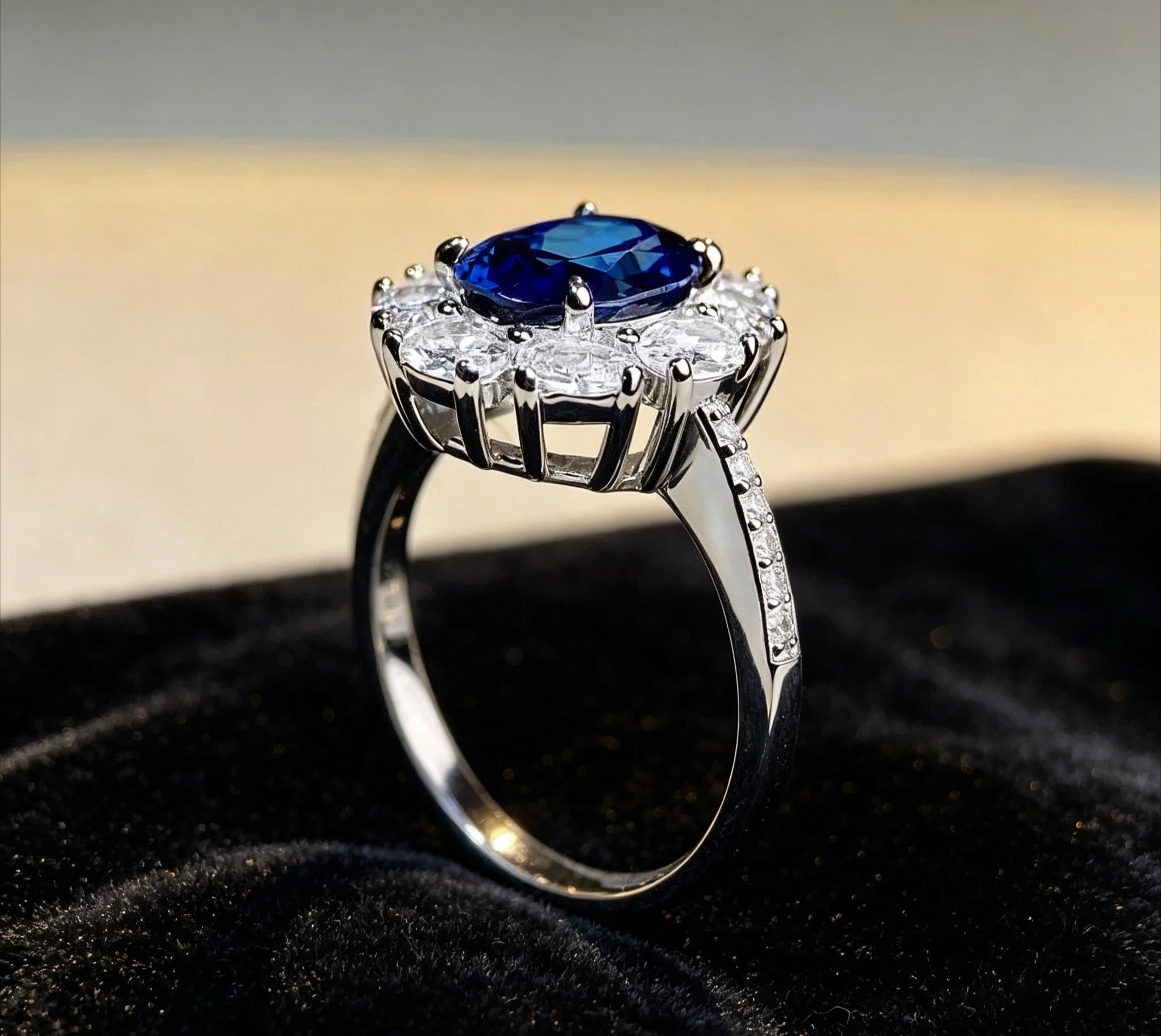 Platinum PT950  Flower Diamond Ring Women's Ring High-grade Sense Moissanite Full Diamond Ring Girlfriend's gift