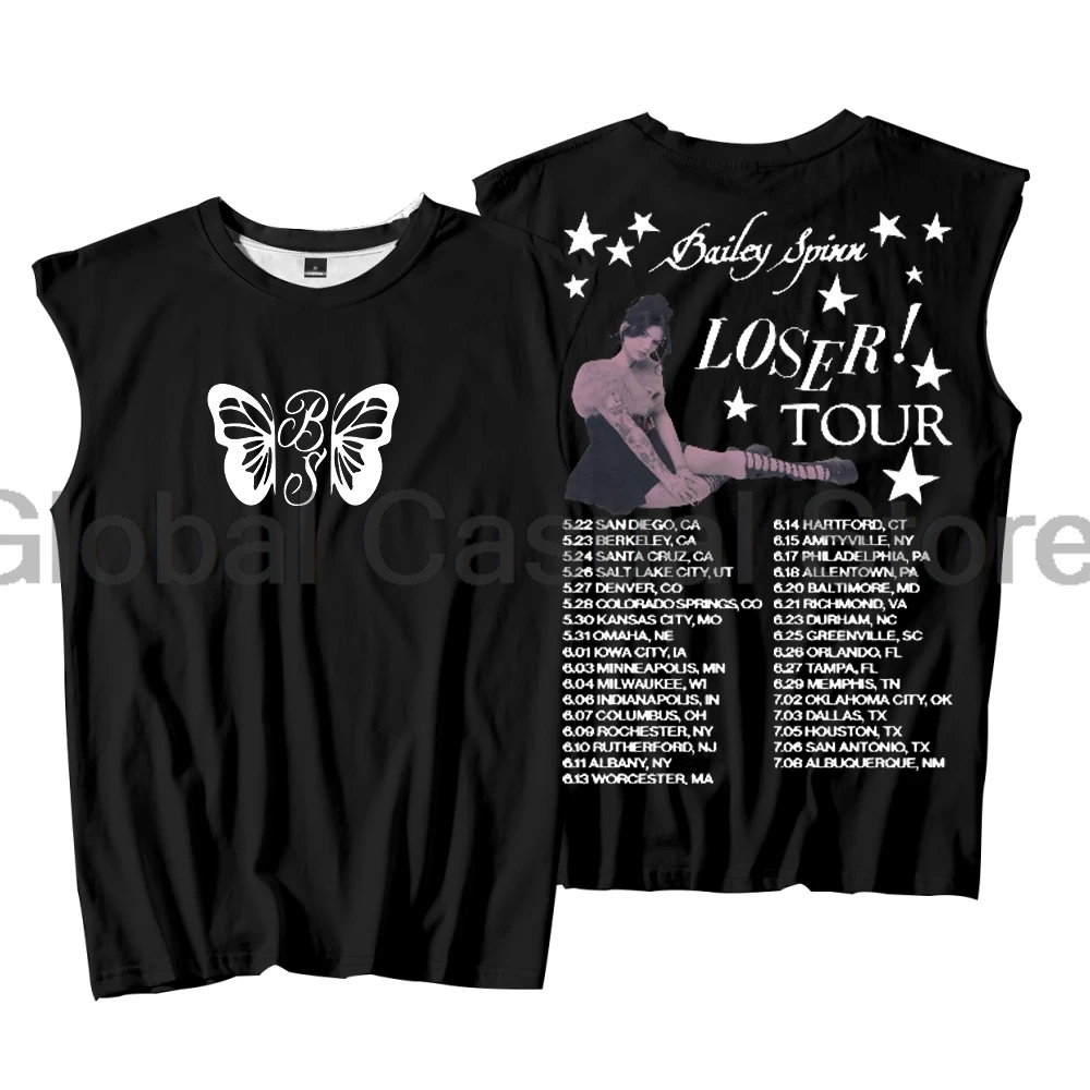 بيلي سبين لوزر تور 2025 تانك القمم للجنسين بلا أكمام الشارع الشهير سترة الرجال النساء ملابس رياضية في الهواء الطلق القمم