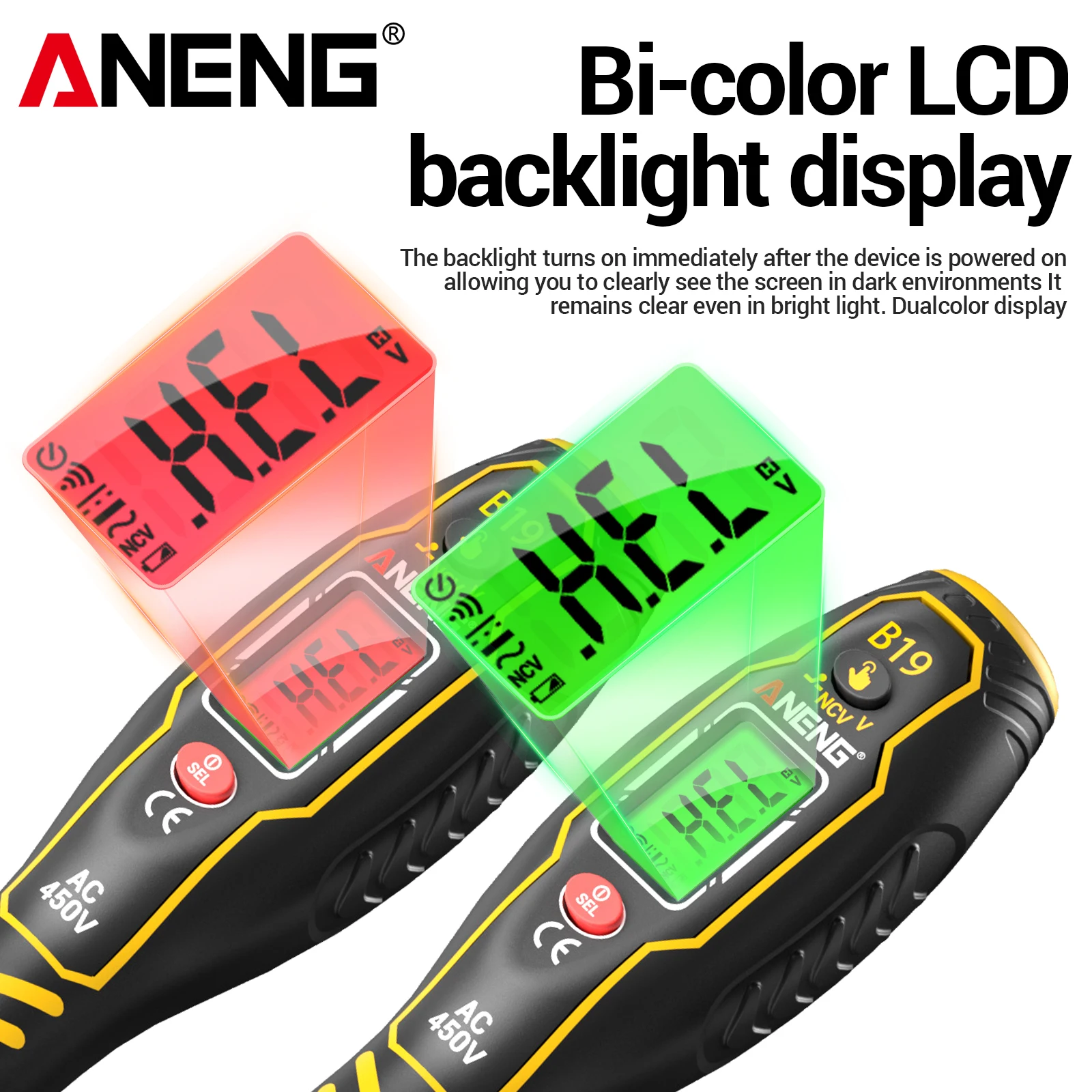 ANENG B19 Noncontact Induction Pen with Screwdriver 30-1000V Three Level Induction Intensity Display Electrical Verification Pen