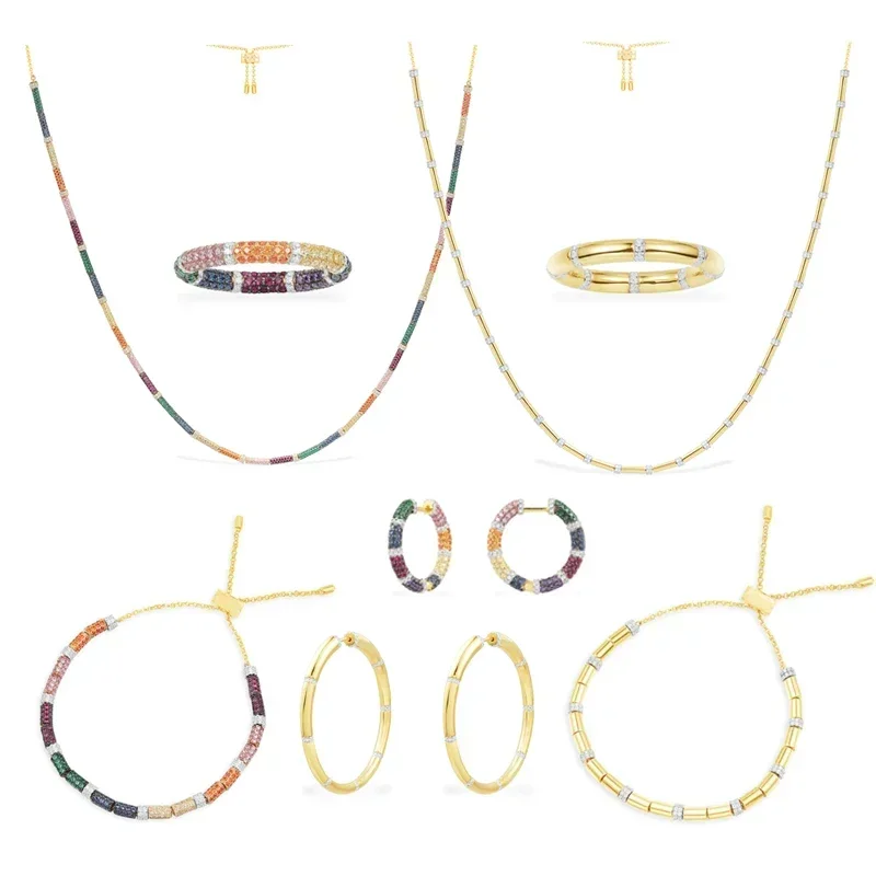 

Xomm S925 стерлингового серебра золотое радужное сегментированное кольцо серьги браслет ожерелье женские этнические богемные стильные классические ювелирные изделия