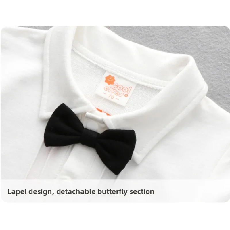 ชุดรอมเปอร์ถ่ายภาพทารกแรกเกิด BOSS Set - เสื้อกั๊กเด็กทารกและโบว์ผูกชุดสองชิ้น - ชุดถ่ายภาพสุภาพบุรุษสำหรับทารก