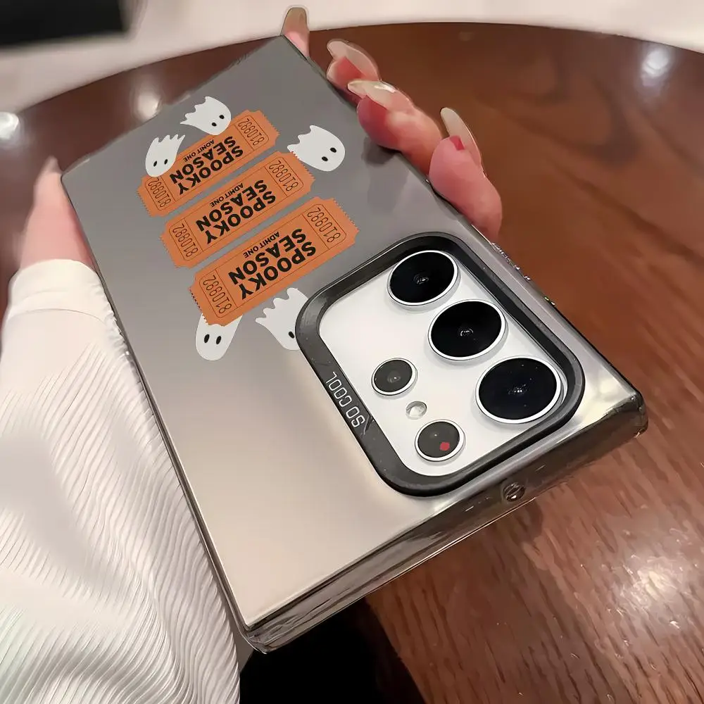 S-spooky temporada bilhete caso de telefone para samsung galaxy s25 s24 s23 ultra s22 plus s20 a55 laser colorido à prova de choque imd duro