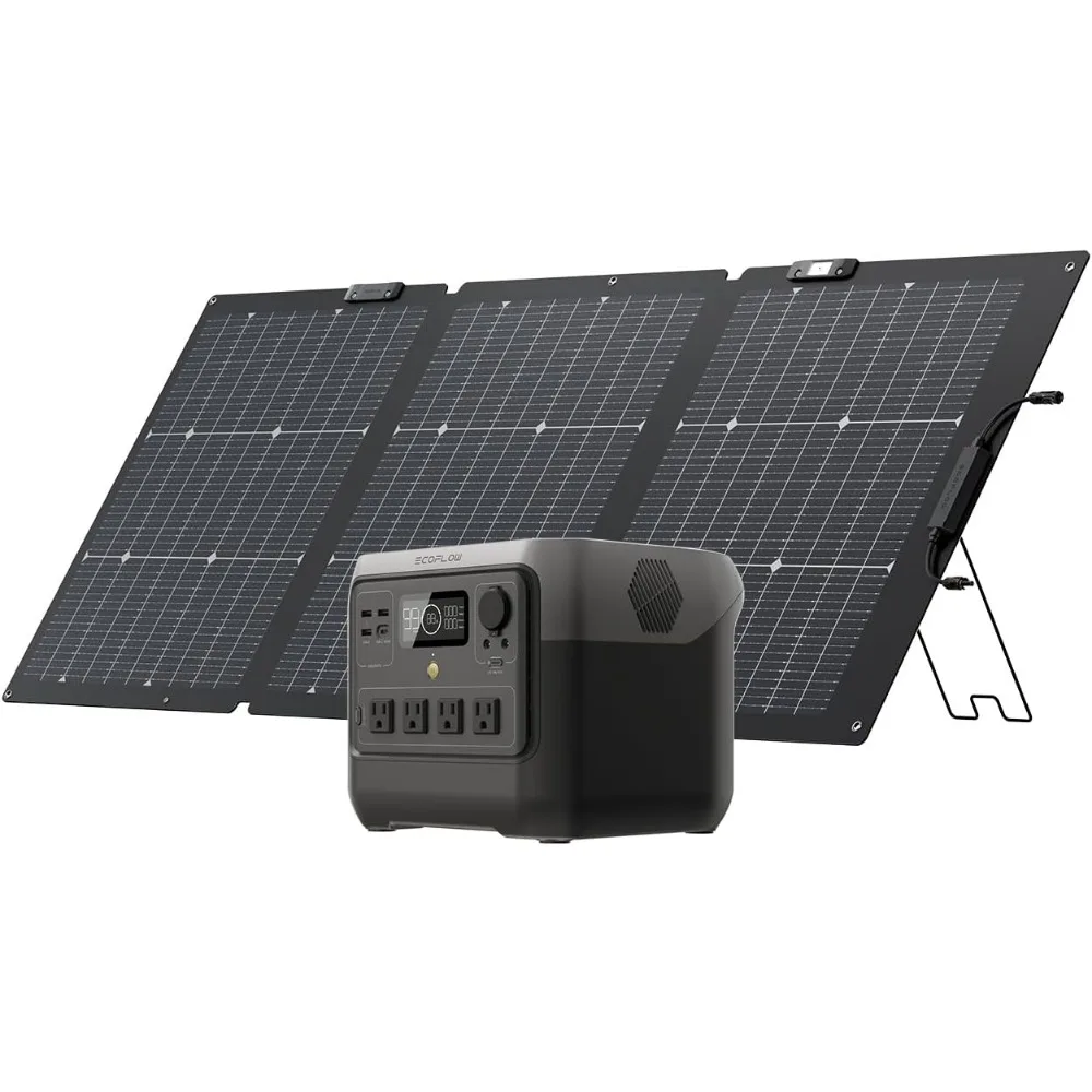 

Solar Generator River 2 Pro 768Wh Portable Power Station & 160W Portable Solar Panel LiFePO4 Battery 70 Min Fully Charged, 4×AC