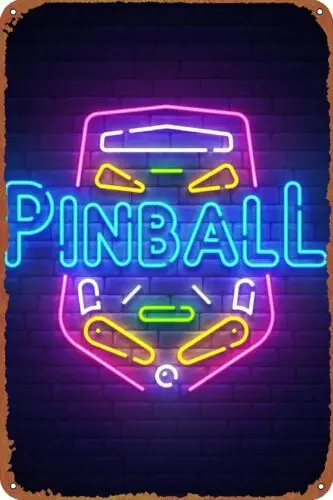 Pinball Decor Neon Gaming Tin Sign Retro Metal Movie Poster Art Wall Home Decor