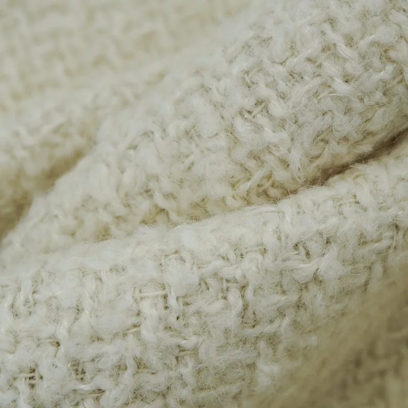 Milky White Wool Tweed Fabric For Coat 트위드 ツイード Tissu Au MÈTre Ткань Для Handmade Sewing By The Yard Glitter Cloth Teles Tecido