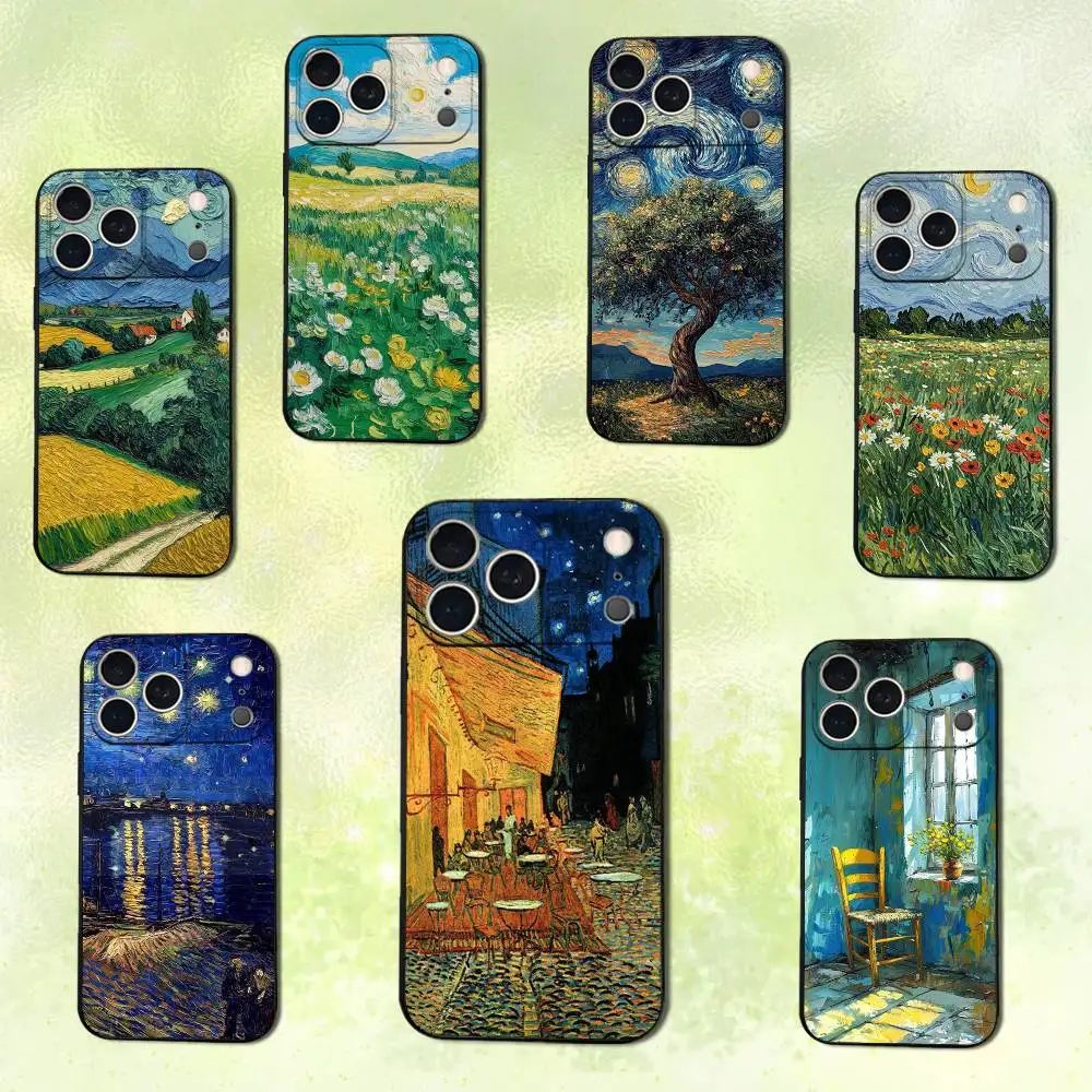 

Painting G-Gogh Art Phone Case For iPhone 14,13,17,12,11,16,15,Plus,Pro Max,XS,X,XR,SE,Mini,Soft Silicone Black Cover