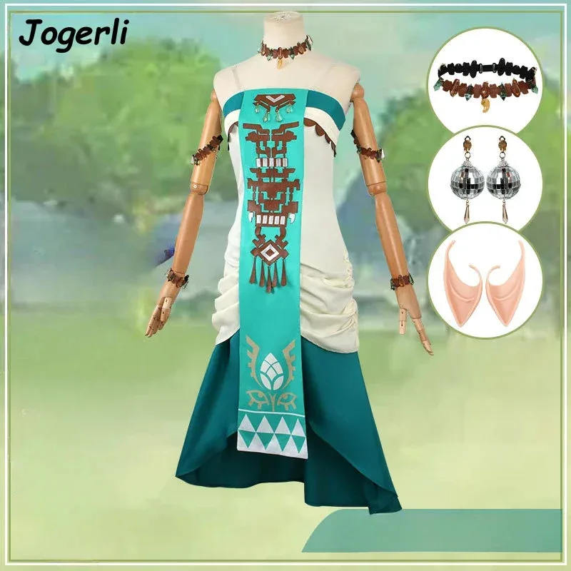 Jogerli Legend Tears of The Kingdom Link Women Lady Game Cosplay Halloween مجموعة كاملة من فستان لعب الأدوار؛ 6,r'8;p'
