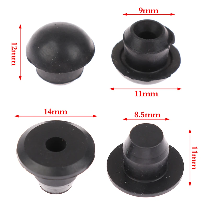 20Pcs Black Floor Jack Plugs Floor Jack Oil Filler Plugs Rubber Hydraulic Filler Bung 12*9mm/14*8.5mm