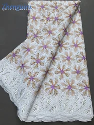 Swiss Voile Lace Fabric 2025 High Quality Lace With Embroidery Fabric African Dry Cotton Lace Fabric For Women Party Dress A4281