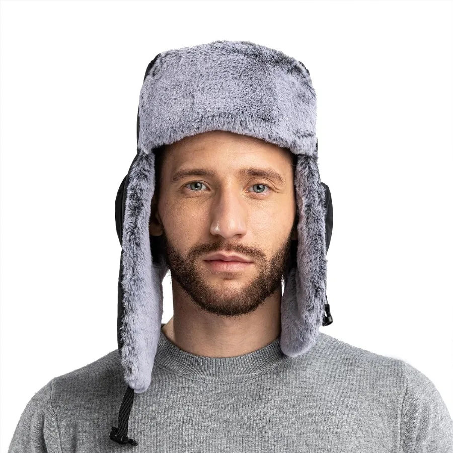 

Мужская зимняя шерстяная шапка-бомбер с ушками, русская шапка, женская теплая флисовая водонепроницаемая шапка-ушанка, уличная лыжная охотничья шапка для подростков