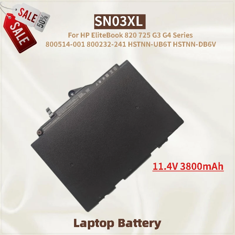 

Laptop Battery SN03XL 11.4V 3800mAh For HP EliteBook 725 820 G3 G4 Series Replacement Battery Brand-New High Quality