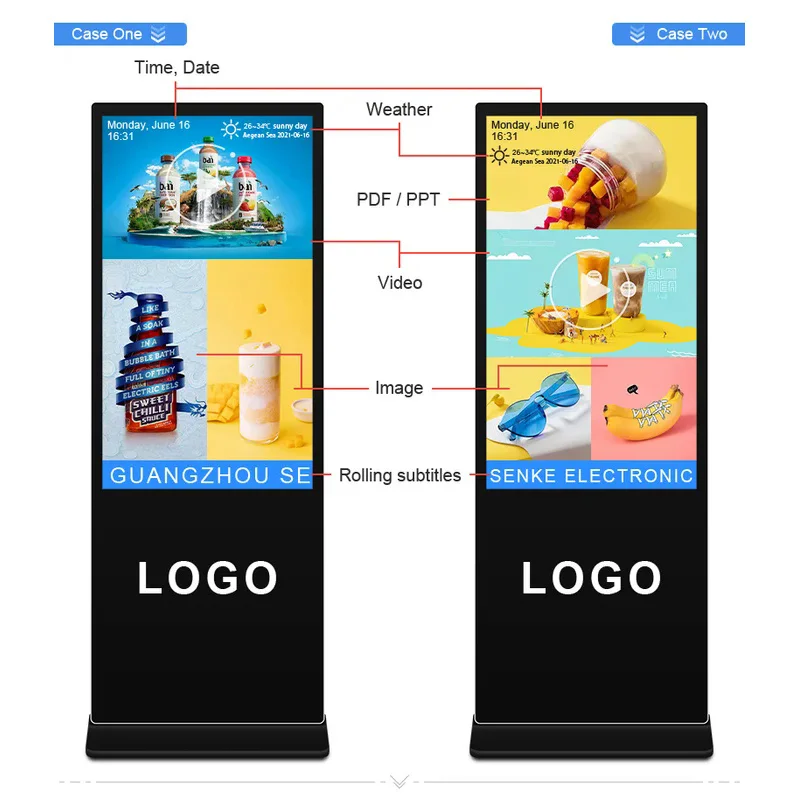 Free standing advertising capacitive or infrared 32 inch digital kiosk touch screen led display wifi digital signage