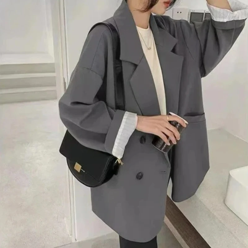 

New Arrived 2026 Blazer Women Solid Long-sleeved Korean Style Loose Fashion Casual Suit Woman