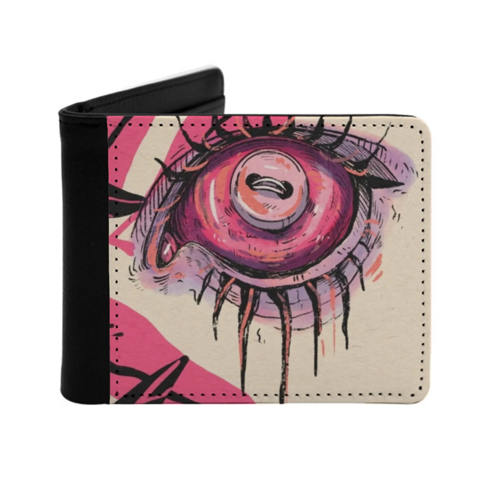

Мужские кошельки Button Of My Eye, мужской кошелек, короткий кошелек, складной двойной, персонализированные кошельки, абстрактная концепция глаз, жуткий, жуткий, страшный
