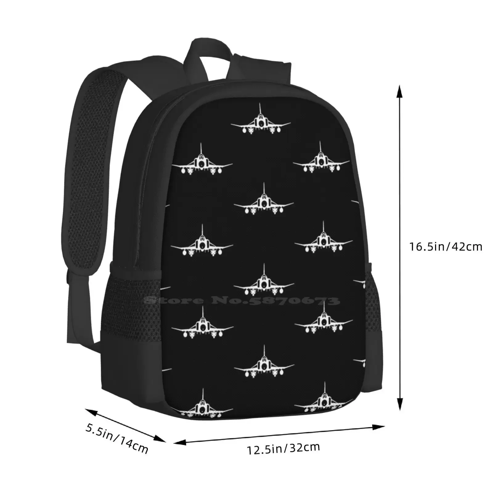 F-4 In White Hot Sale Schoolbag Backpack Fashion Bags White F 4 F 4 Plane White Plane Design Hawaiiankitten F 14 #3