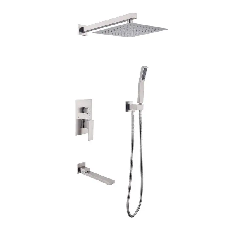

10 Inch Rain Shower Head Wall Mount System with Adjustable Arm and Modern Design