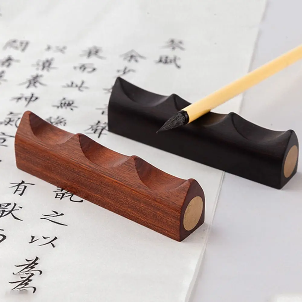 Creative Calligraphy Pen Holder Durable Portable Writing Brush Holder Practical Office Supplies Wooden Pen Rack Desktop Decor