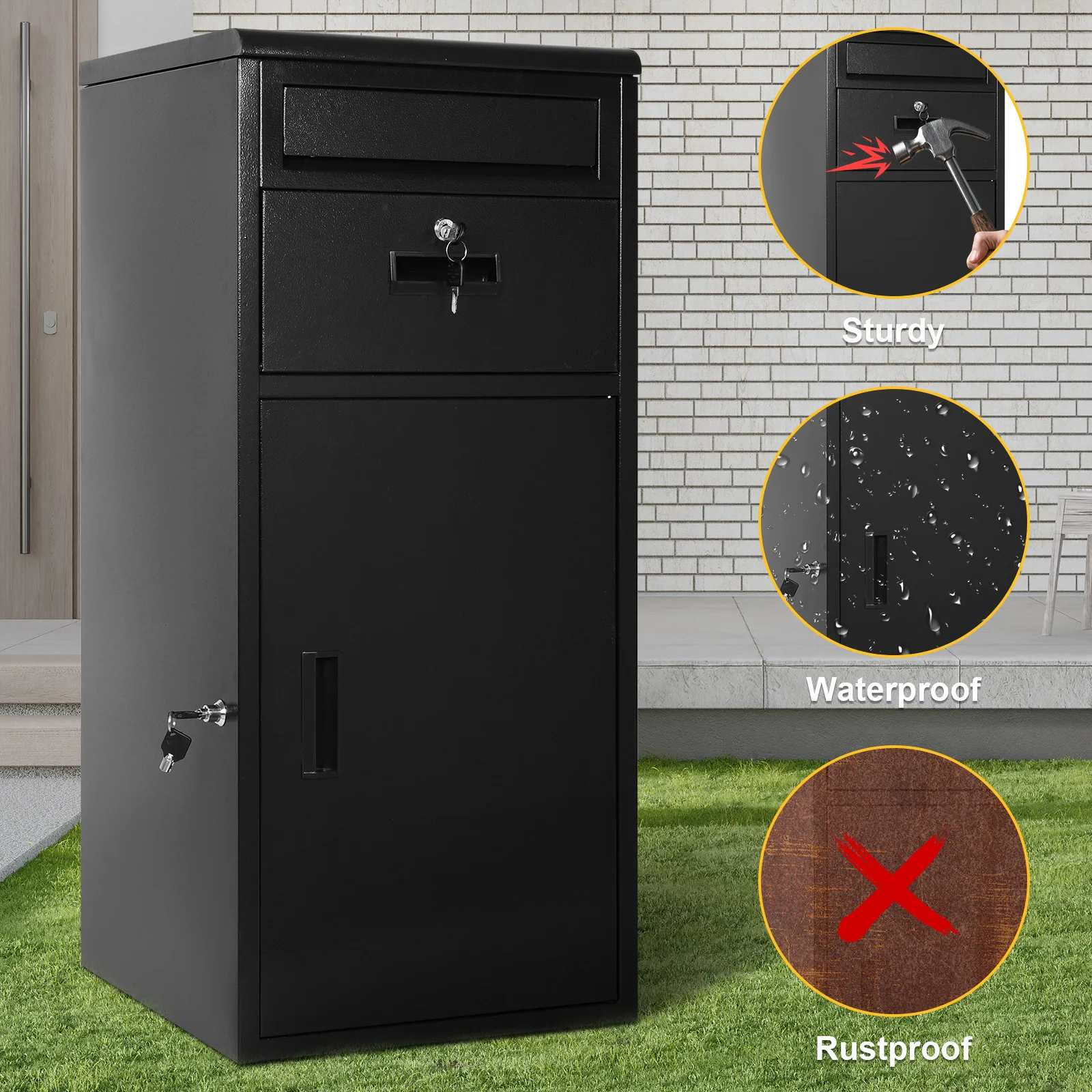 

Outdoor Storage Box with Lockable Secure Anti-Theft Parcel Drop Boxes Package Drop Container for Home Office Apartment