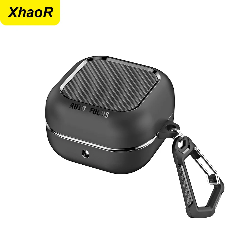 New Carbon Fiber Earphone Protective Cover For Samsung Galaxy Buds 4 / Buds 4 Pro Cover With Keychain Soft TPU Shockproof Case