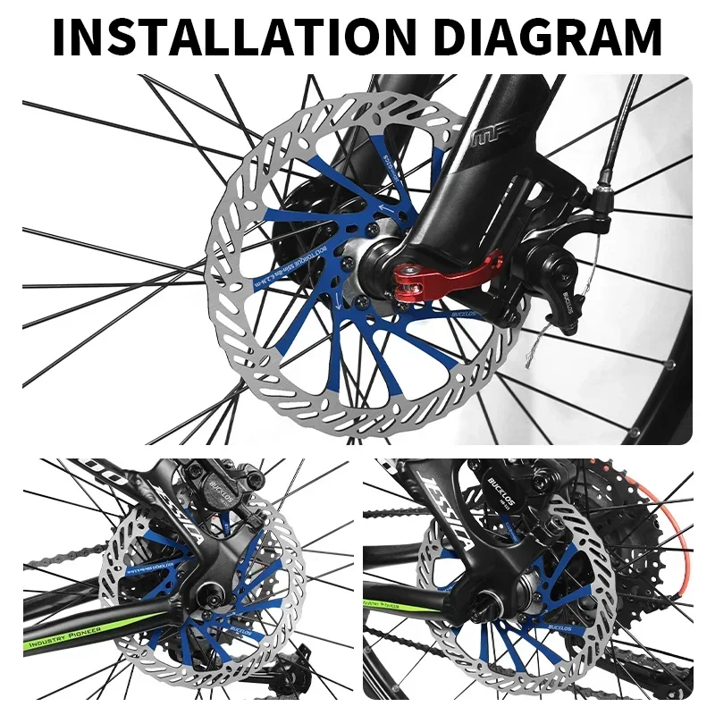 2PC BUCKLOS Disc Rotor 160mm 180MM 203mm Bicycle Hydraulic Brakes Rotor Dissipate Heat Bike Brake Disc Rotor 12PCS Brakes Bolts