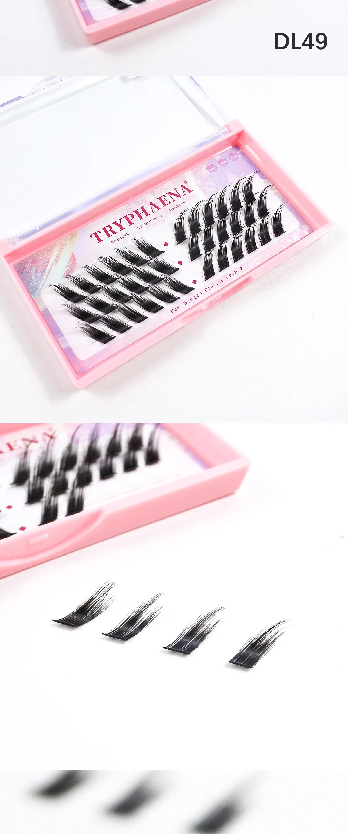 Fox Eye DIY Lash Clusters Korean Makeup Wholesale Winged Cat Eye DIY Cluster Lashes 2024 New Individual Eyelash