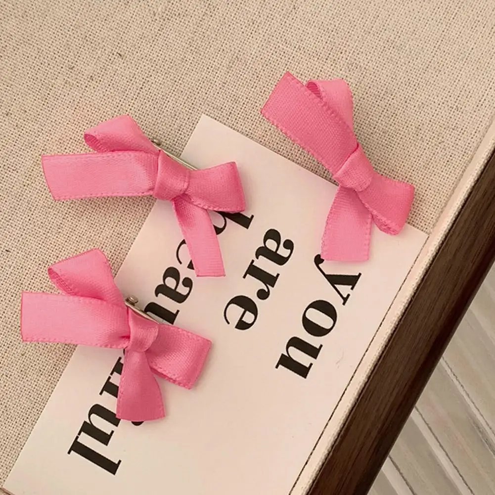 핑크 리본 활 작은 머리핀 이마 클립 머리 장식 브레이드, 귀여운 클립 헤어 및 스위트 클립 헤어, 다목적 인스 액세서리