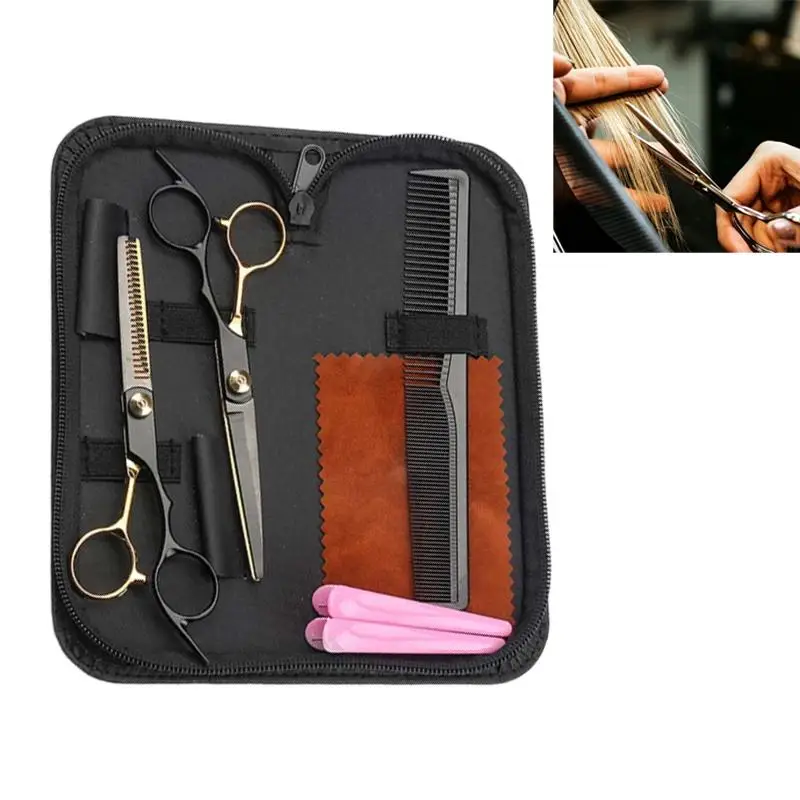 Professional Stainless Hairdressing Scissors Set Flat Teeth Thinning Cutting Curved Shears Hair Cutting Scissors