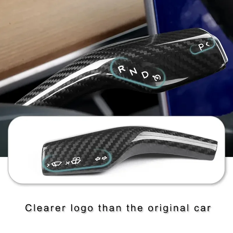 Gear Lever Patch for Tesla Model 3 Y Real Dry Carbon Fiber 3K 240G Handmade Steering Wheel Gear Shift Cover Wiper Accessories