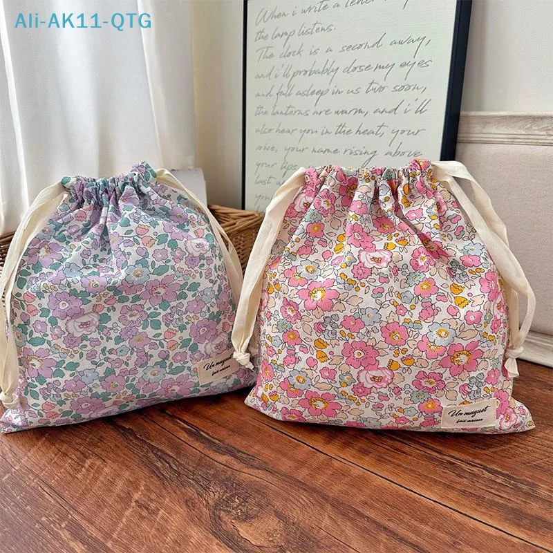 NEW Forest Style Handmade Floral Cotton Drawstring Bag Vintage Storage Pouch For Underwear Travel Organizer Pouch