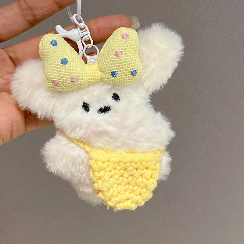 Breloczek z psem w stylu kawaii z kokardką 12 cm, modny brelok do kluczy z psem, zawieszka do torby, stylowa ozdoba do plecaka
