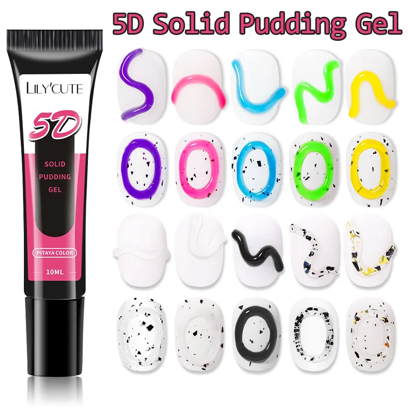 LILYCUTE 10ml 5D Solid Pudding Gel Nail Polish Tube Emboss Painting Gel Polish Translucent Jelly Gel Varnish DIY Nail Art Design