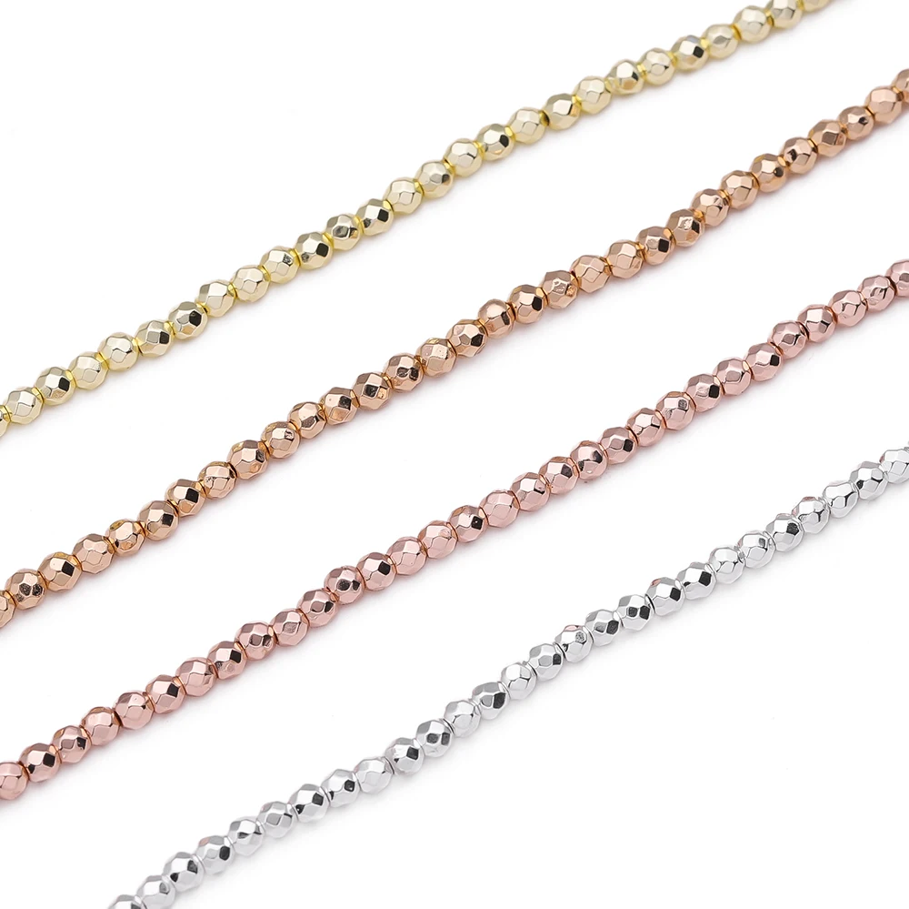 1 Strang Hämatit Facettierte Runde Perlen 2,5/3/4mm Abstandhalter Lose Perlen für DIY Halskette Armband Schmuckherstellung Zubehör