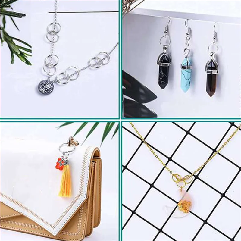 ABQR 690 pièces bricolage pince à anneau fendu Double fermé anneaux de saut artisanat boucles de saut ouvreur pour bijoux colliers et Bracelets