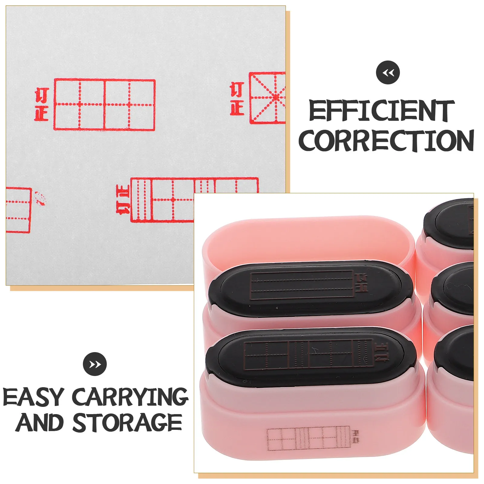 Teacher Classroom Stamps Multifunctional Self Inking Stamp Set Grid Pinyin Character for Homework Correction Grading