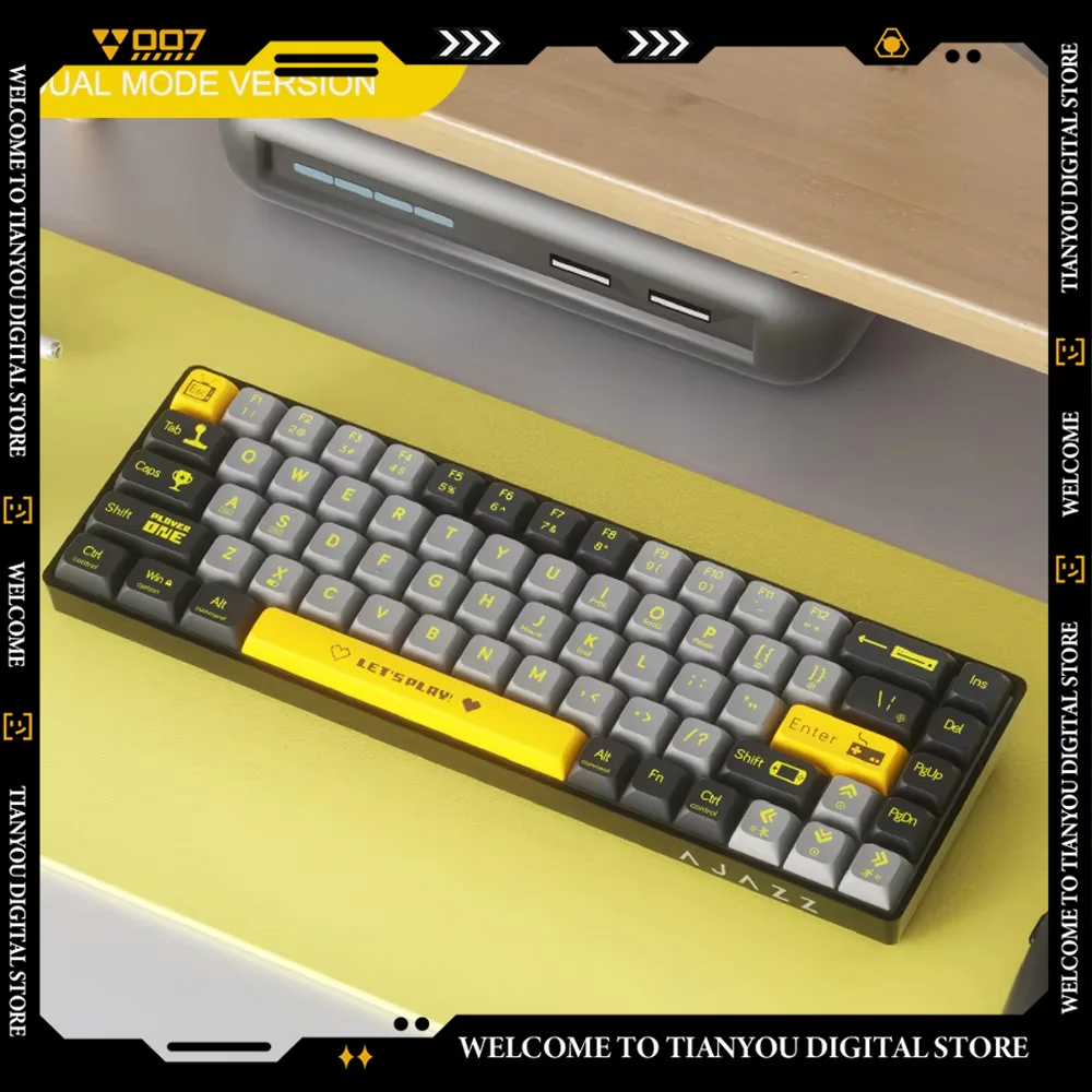 Механическая клавиатура AJazz AK680, 68 клавиш, с возможностью горячей замены, 2,4G, беспроводная связь BT 5,0, эргономичная двухрежимная игровая KB, специальная игра для киберспорта