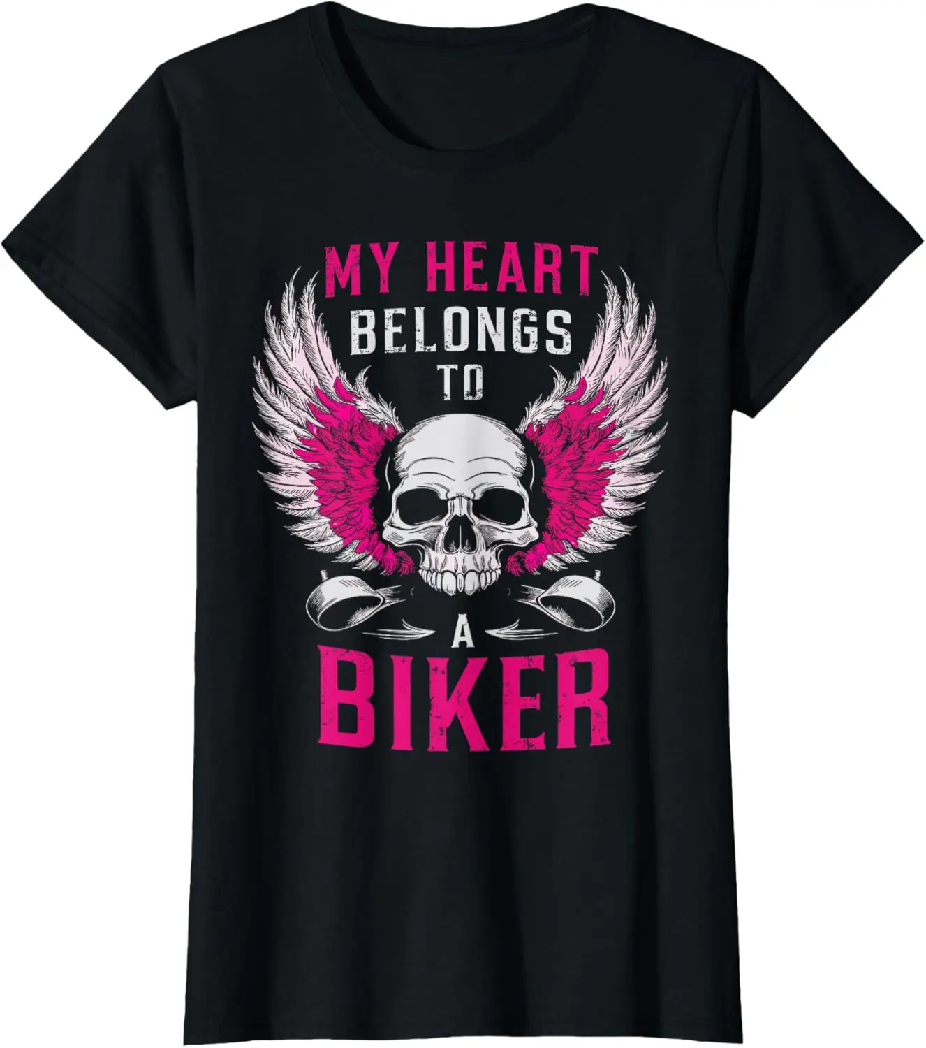 

My Heart Belongs To A Biker Motorcycle Motorbike Women Girls T-Shirt Motorcycle