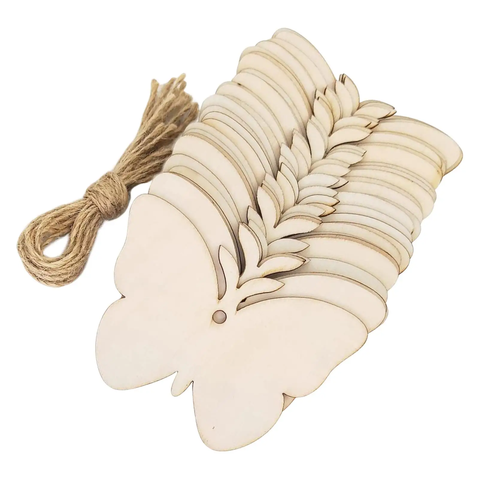 Wooden Butterfly Shaped Unfinished Blank Signs DIY Plaque with Ropes Slices Door Hanging for Birthday Party Wedding Decoration