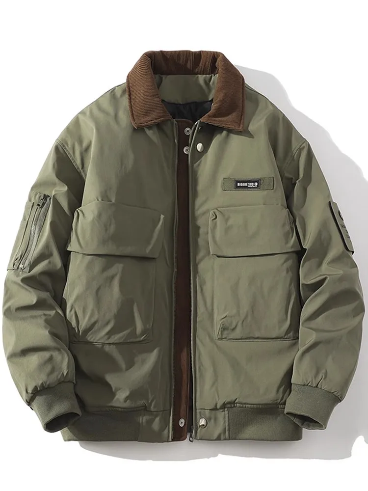 

Thiened American Sle Pilot Jaet Men's Winter Cotton Coat Autumn Winter Stand Collar Workwear down Cotton Coat