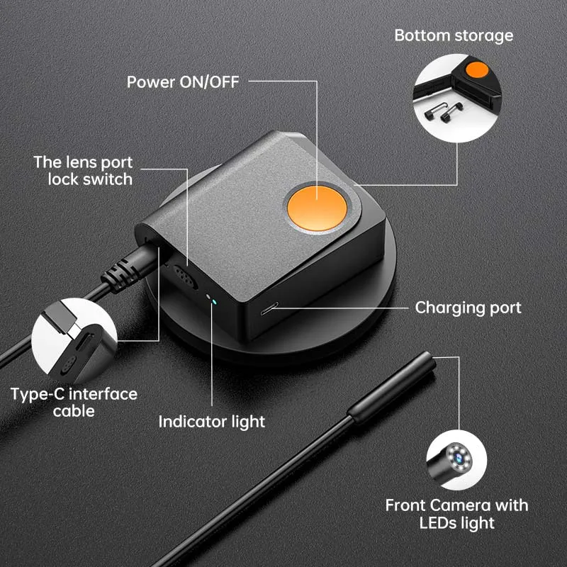 Endoscope WIFI 2K HD 1080P, Endoscope CMOS, Caméra Kanoscope d'Inspection, Microscope Numérique