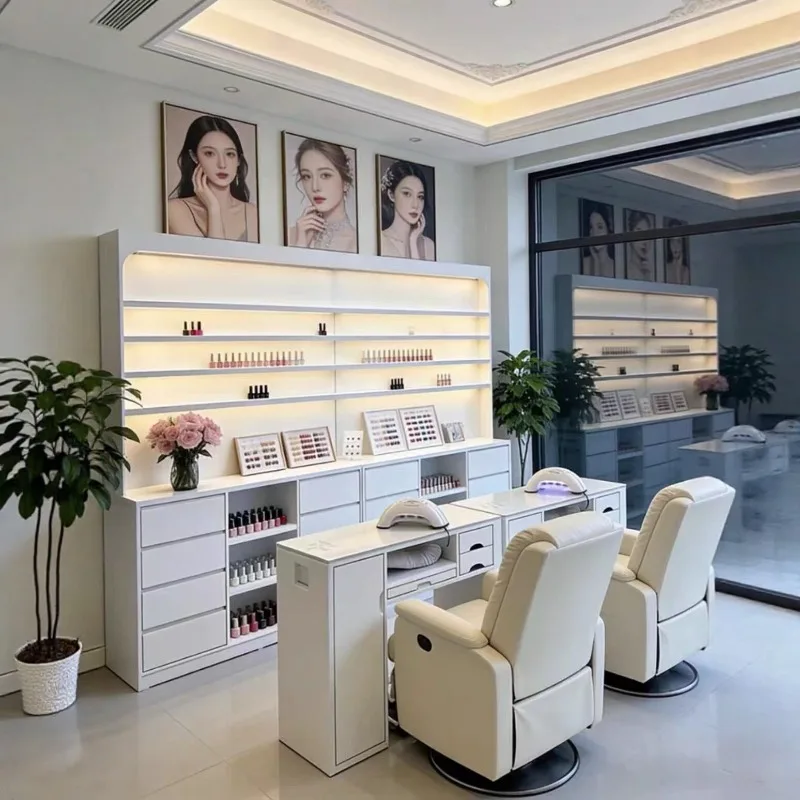 Drawers Light Manicure Nail Table White Modern Luxury Storage Nail Salon Tables Designer Korean Mesa De Manicura Beauty Salon