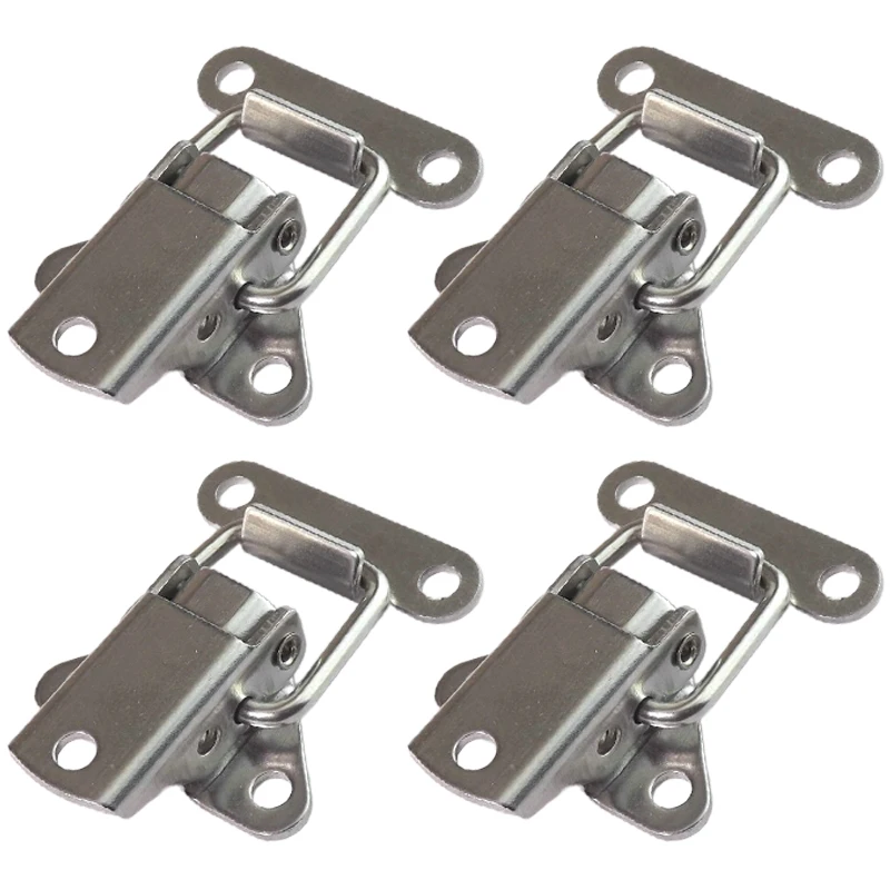 1/4Pcs Stainless Steel Mini Buckle Cabinet Door Trunk Toolbox Latch Metal Toggle Catch Lock Clasp Furniture Hardware Accessories