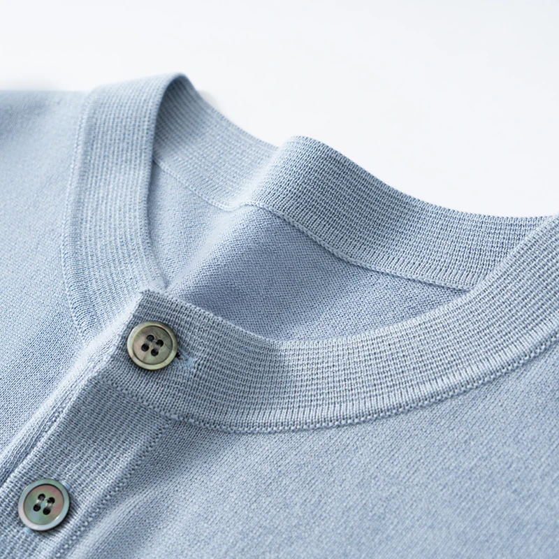 Men's Fine Spun Cashmere Round Neck T-Shirt Short Sleeve 10% Cashmere 20% Wool 70% Mulberry Silk Summer Thin Casual Knitted Top