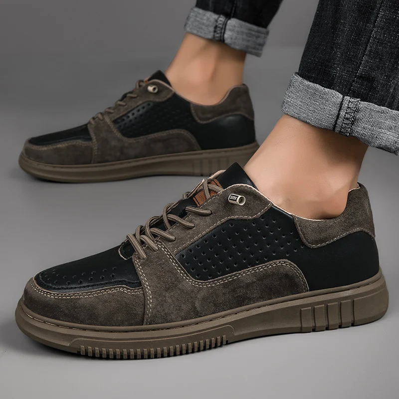 Autumn Spring Men's Training Shoes Round Head Comfortable Board Shoes Men Sneakers Spring Breathable Hollow Casual Sports Shoes