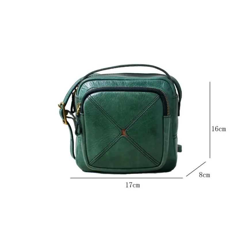 Johnature Vintage Genuine Leather Women's Bag 2026 New Versatile Cowhide Solid Color Square Small Bag Shoulder Crossbody Bag