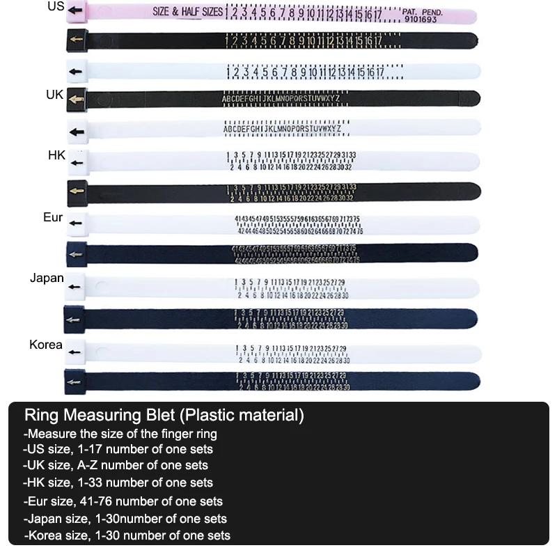 Professional Measuring Gauge Finger Ring Mandrel UK/US/Euro/Korea Official Ring Sizer For DIY Fashion Jewelry Measuring Tools