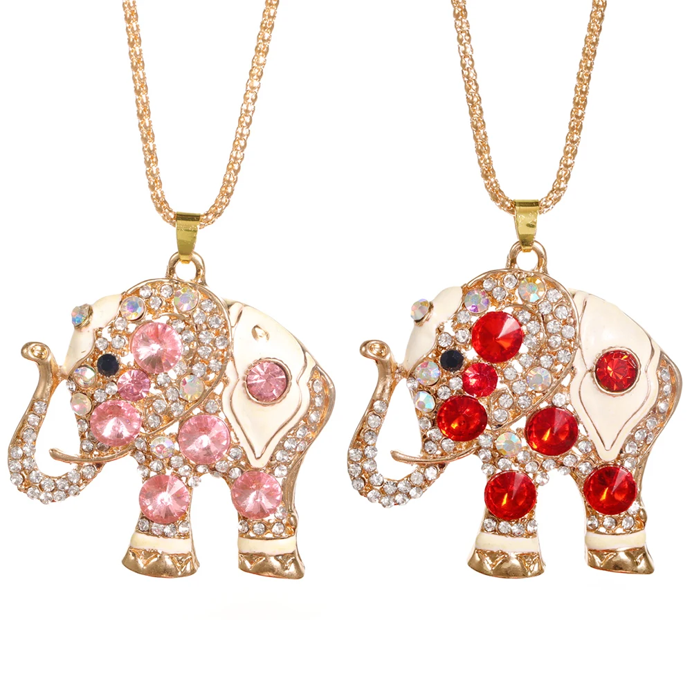 New Rhinestone Elephant Pendant High Quality Stainless Steel Chain Women\'s Street Style Accessories Fashion Necklace Jewelry