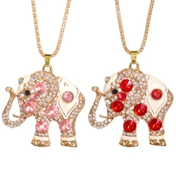 New Rhinestone Elephant Pendant High Quality Stainless Steel Chain Women's Street Style Accessories Fashion Necklace Jewelry