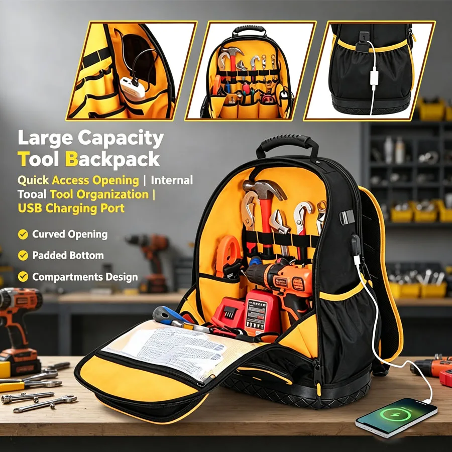 Oxford Canvas Reinforced Tool Kit Multi-Functional Electrician Repair Bag with Handheld Shoulder Carry Case