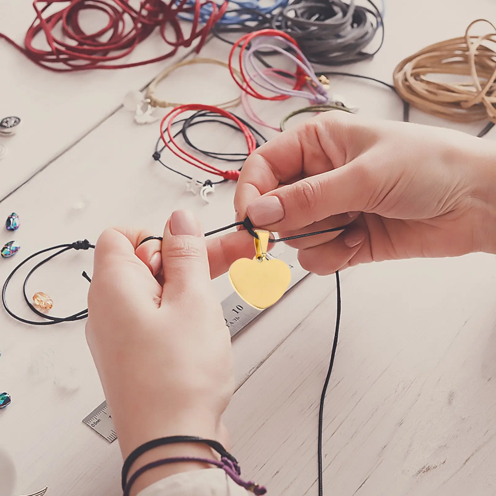 

10Pcs Heart Pendant Titanium Steel Material Fine Workmanship for DIY Jewelry Handmade Accessories Decoration Bright Charms