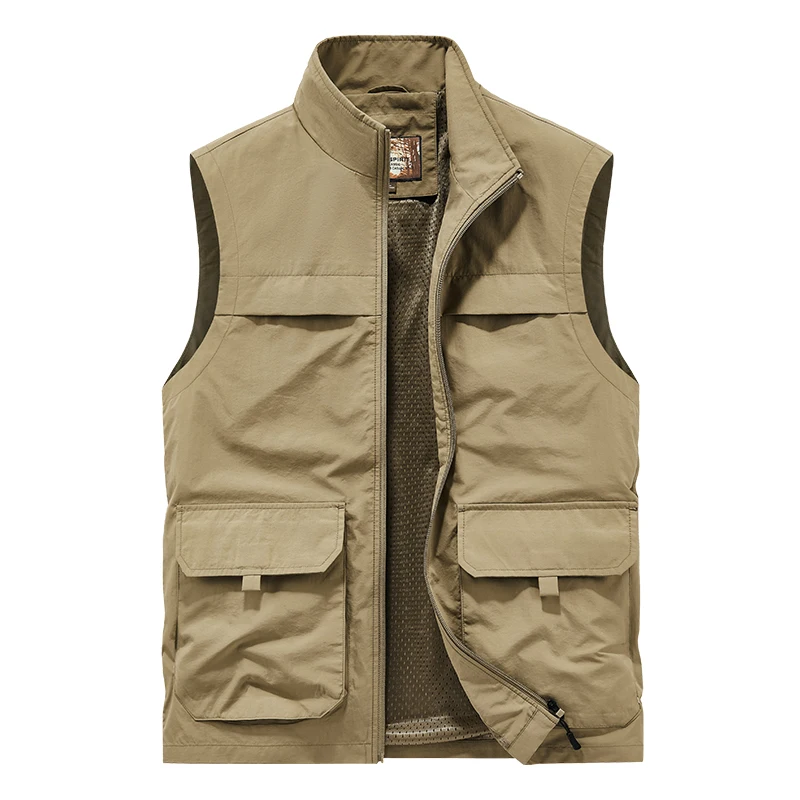 Summer Men Breathable Outdoor Sleeveless Vest Mens Tactical Sport Casual Vest Man Fish Multi Pocket Vest Waistcoat Plus Size 6XL